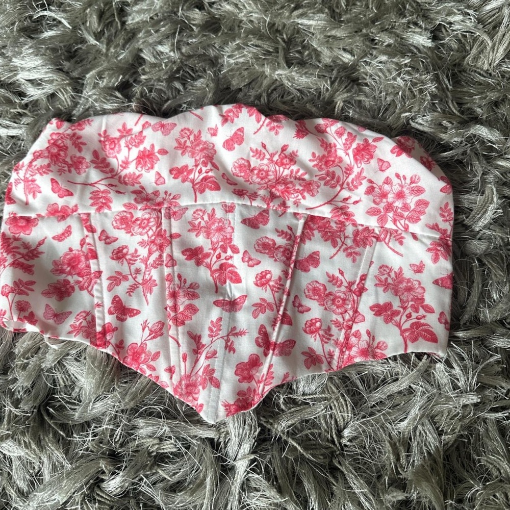 Princess Polly Floral Pink and White Corset Top